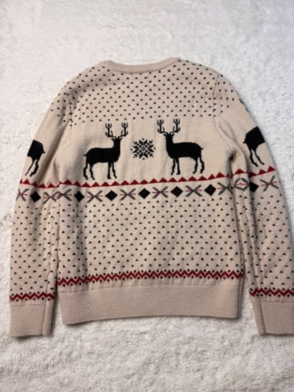 Class Club Boys Fair Isle Reindeer Christmas Sweater Size 8 Beige Knit - Picture 6 of 6